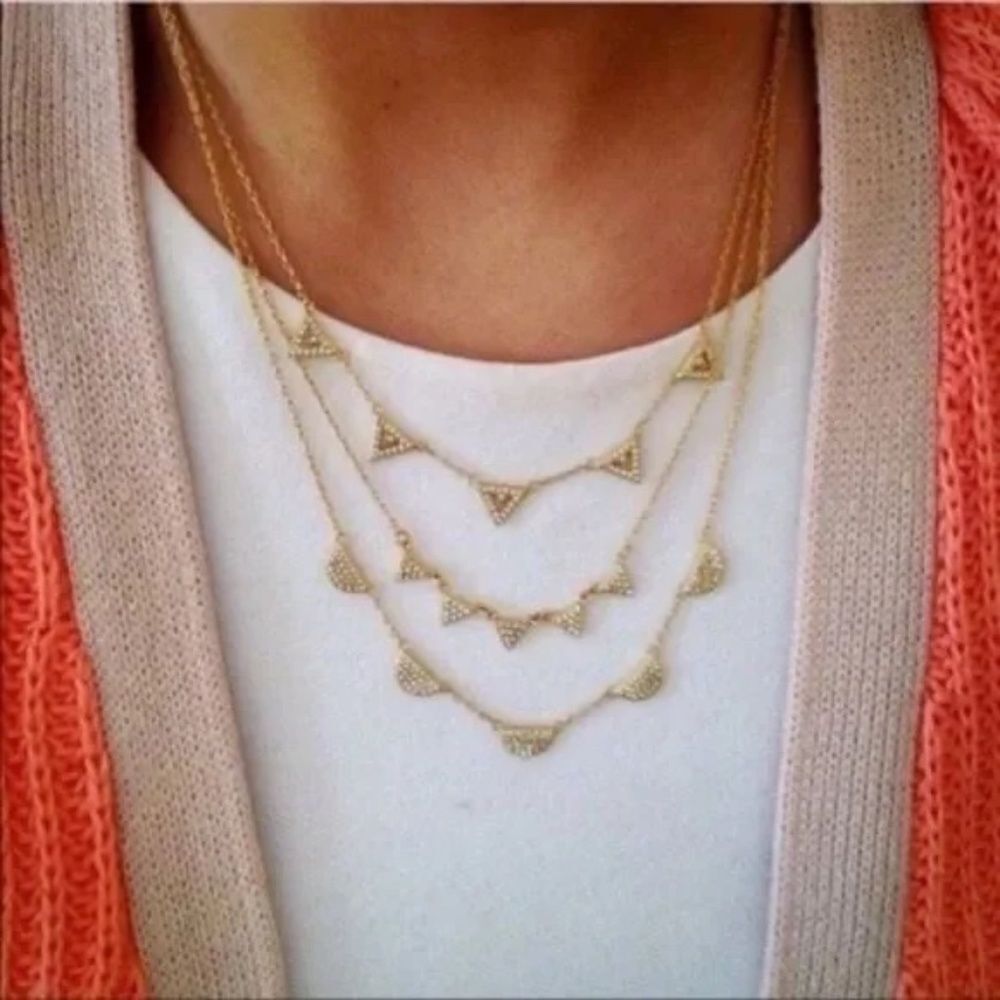 stella & dot ~ gold pave chevron necklace ~ versatile - Picture 2 of 9